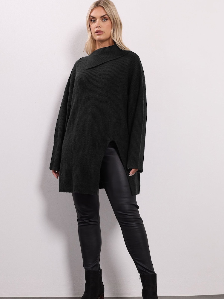 Yours Curve Black Asymmetric Jumper - Image 2 of 5 Yours Curve Black Asymmetric Jumper - Image 2 of 5