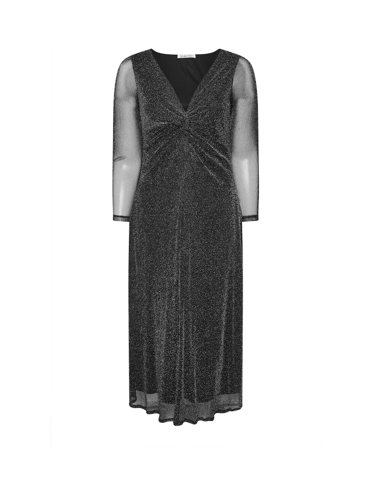 Yours Curve Black London Metallic Twist Front Maxi Dress - Image 5 of 5 Yours Curve Black London Metallic Twist Front Maxi Dress - Image 5 of 5