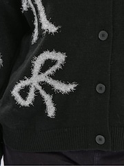 Yours Curve Black Bow Tinsel Cardigan - Image 4 of 5