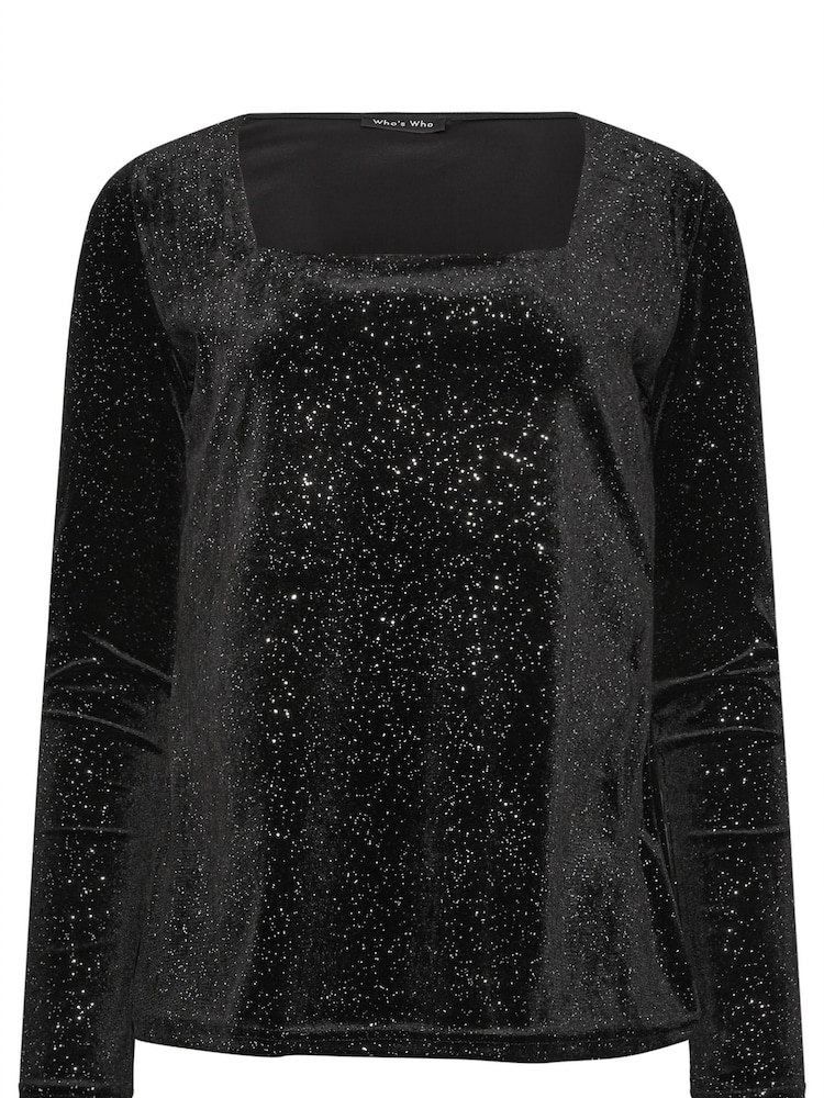 Long Tall Sally Long Sleeve Glitter Velvet Top - Imagem 5 de 5