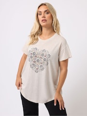 Yours Curve Natural Stitch Placement T-Shirt - Image 1 of 5