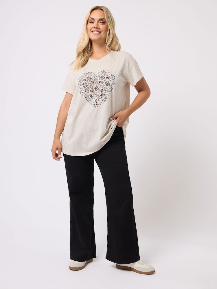 Yours Curve Natural Stitch Placement T-Shirt - Image 2 of 5