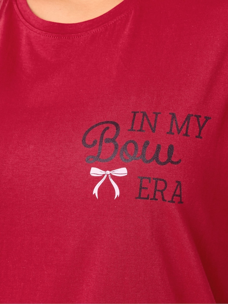 Yours Curve Red Bows Short Sleeve Wide Leg Pyjamas Set - Image 5 of 5