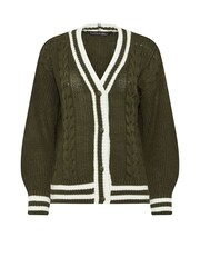 PixieGirl Petite Green Cable Tipped Boyfriend Cardigan - Image 2 of 2