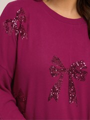 Yours Curve Pink Bow Sequin Jumper - Image 4 of 5