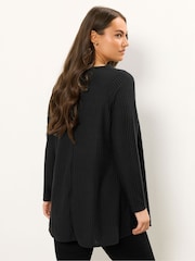 Yours Curve Black Soft Touch Brushed Ribbed Top - Image 3 of 5