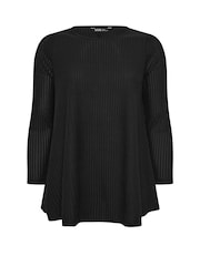 Yours Curve Black Soft Touch Brushed Ribbed Top - Image 5 of 5