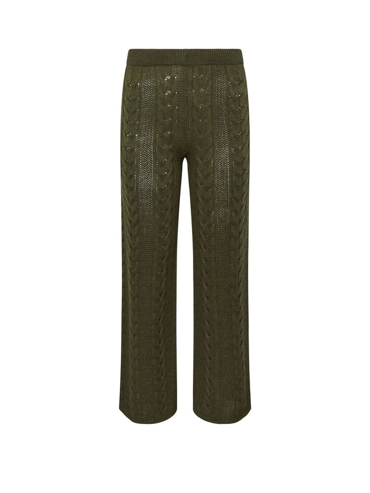 PixieGirl Petite Green Cable Wide Leg Trousers - Image 2 of 2