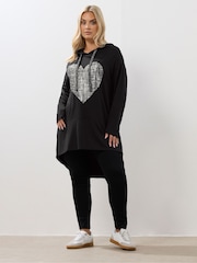 Yours Curve Black Heart Logo Hoodie - Image 2 of 5