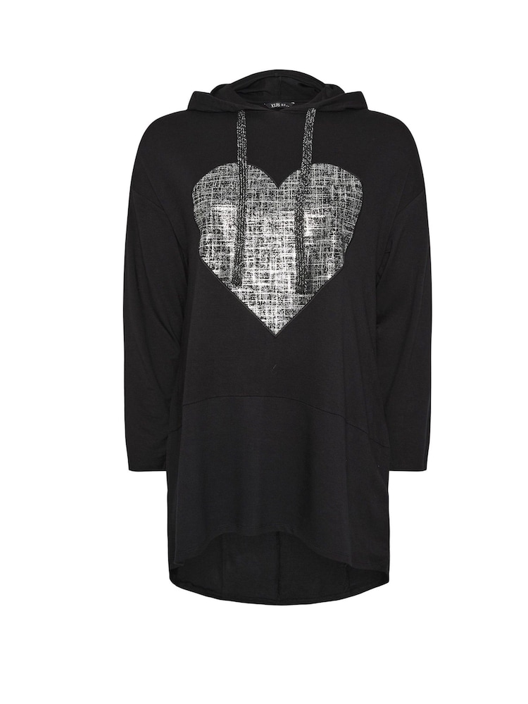 Yours Curve Black Heart Logo Hoodie - Image 5 of 5