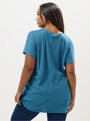 Yours Curve Blue Drop Shoulder Swing Top - Image 2 of 5