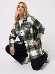 Yours Curve Green Checked Shacket - Image 1 of 5