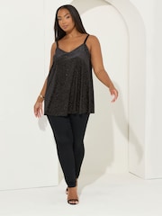 Yours Curve Black Glitter Spot Cami - Image 3 of 5