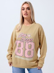 Yours Curve Natural Limited San Diego 88 Sweat Top - Image 1 of 5