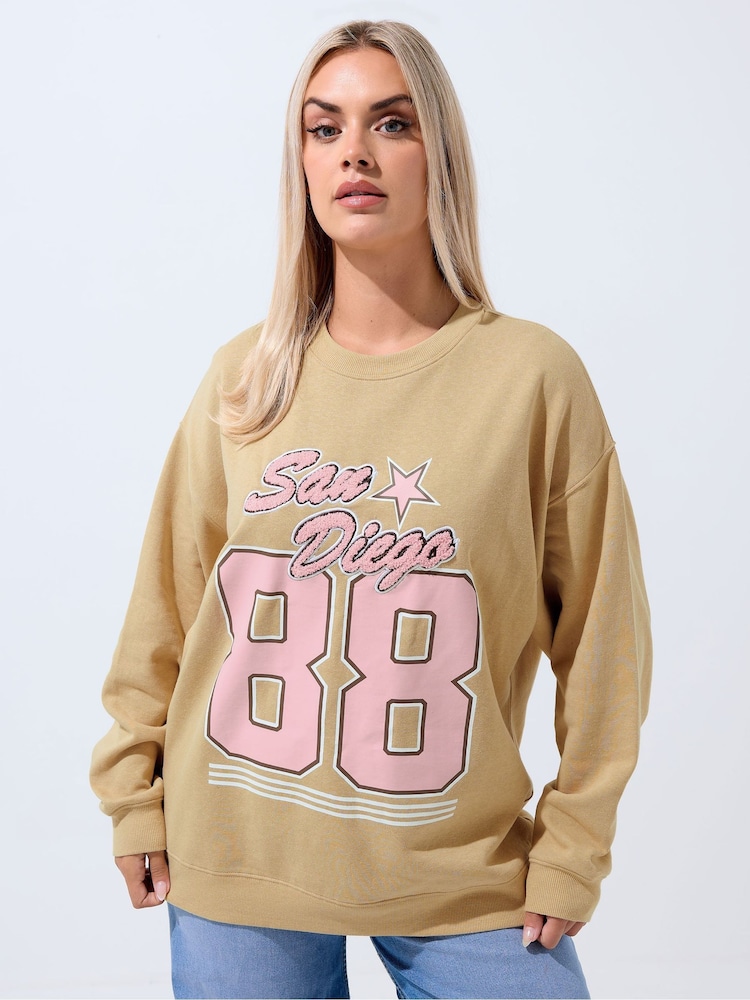 Yours Curve Natural Limited San Diego 88 Sweat Top - Image 1 of 5 Yours Curve Natural Limited San Diego 88 Sweat Top - Image 1 of 5