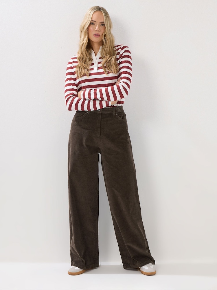 Long Tall Sally Brown Cord Wide Leg Trousers - Image 1 of 5