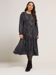 Yours Curve Grey Texture Midaxi Dress - Image 1 of 5