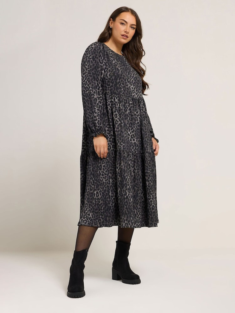 Yours Curve Grey Texture Midaxi Dress - Image 2 of 5