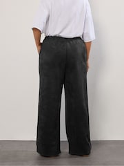 Yours Curve Black Suedette Wide Leg Trousers - Image 2 of 5