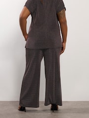 Yours Curve Black Multicolour Latex Wide Leg Trousers - Image 3 of 5