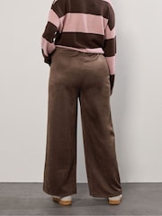 Yours Curve Brown Suedette Wide Leg Trousers - Image 3 of 5