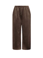 Yours Curve Brown Suedette Wide Leg Trousers - Image 5 of 5