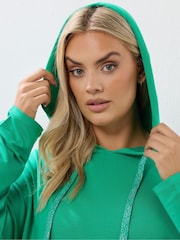 Yours Curve Green Tie Detail Hoodie - Image 5 of 5