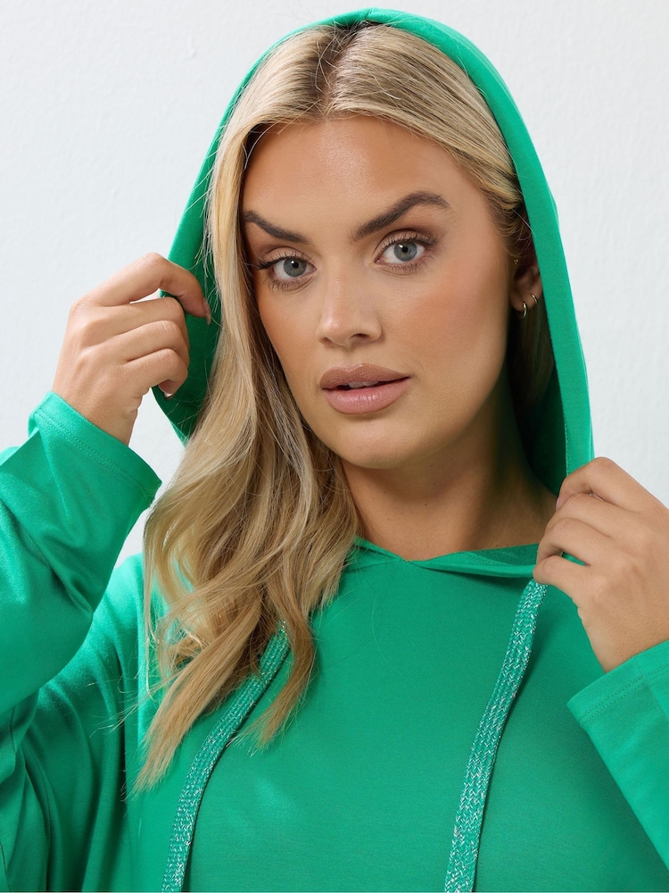 Yours Curve Green Tie Detail Hoodie - Image 5 of 5