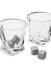 MenKind Set of 2 Clear Connoisseur Creations Twisted Glassses Ice Stones - Image 4 of 5
