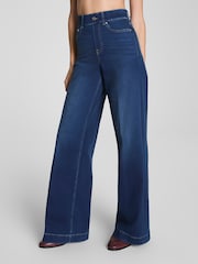 SPANX Blue Petite SPANXshape™ EveryWear Wide Leg Jeans - Image 1 of 6