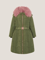 Monsoon Green Belted Scallop Puffer Coat - Image 2 of 3