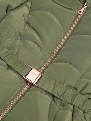Monsoon Green Belted Scallop Puffer Coat - Image 3 of 3
