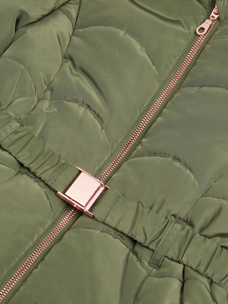 Monsoon Green Belted Scallop Puffer Coat - Image 3 of 3