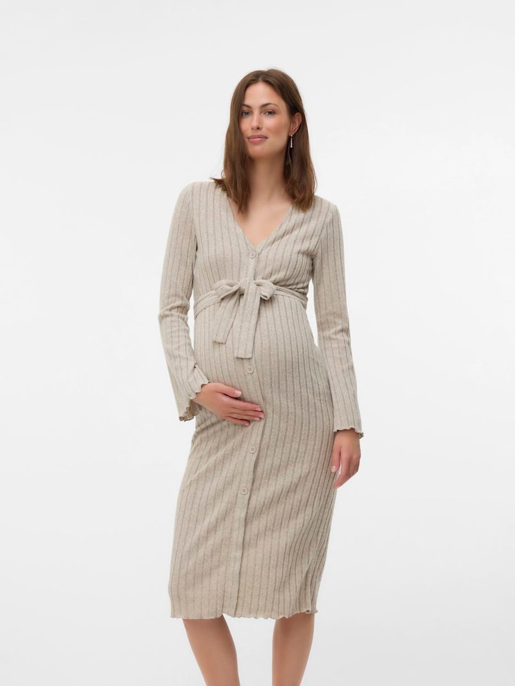Mamalicious Grey Nursing Rib Knit Dress - Image 2 of 4