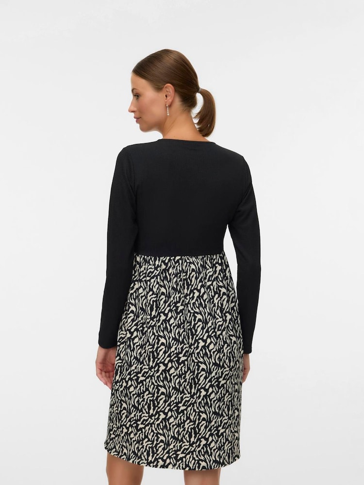 Mamalicious Black Nursing Mixed Print Dress - Image 1 of 4