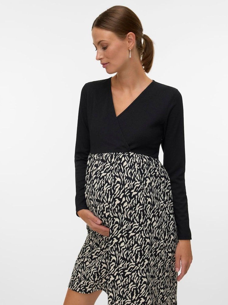 Mamalicious Black Nursing Mixed Print Dress - Image 4 of 4