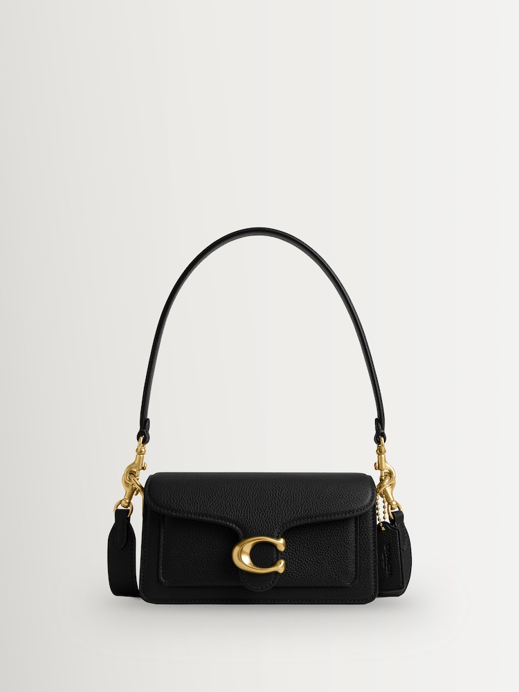 COACH Black Polished Pebble Leather Tabby Shoulder Bag 20 Refresh - Image 1 of 8