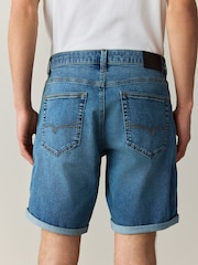 淡藍色 - 直筒款 - Motion Flex牛仔短褲 - 圖片 3/11