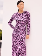Ro&Zo Pink Batik Print Gathered Waist Dress - Image 4 of 5