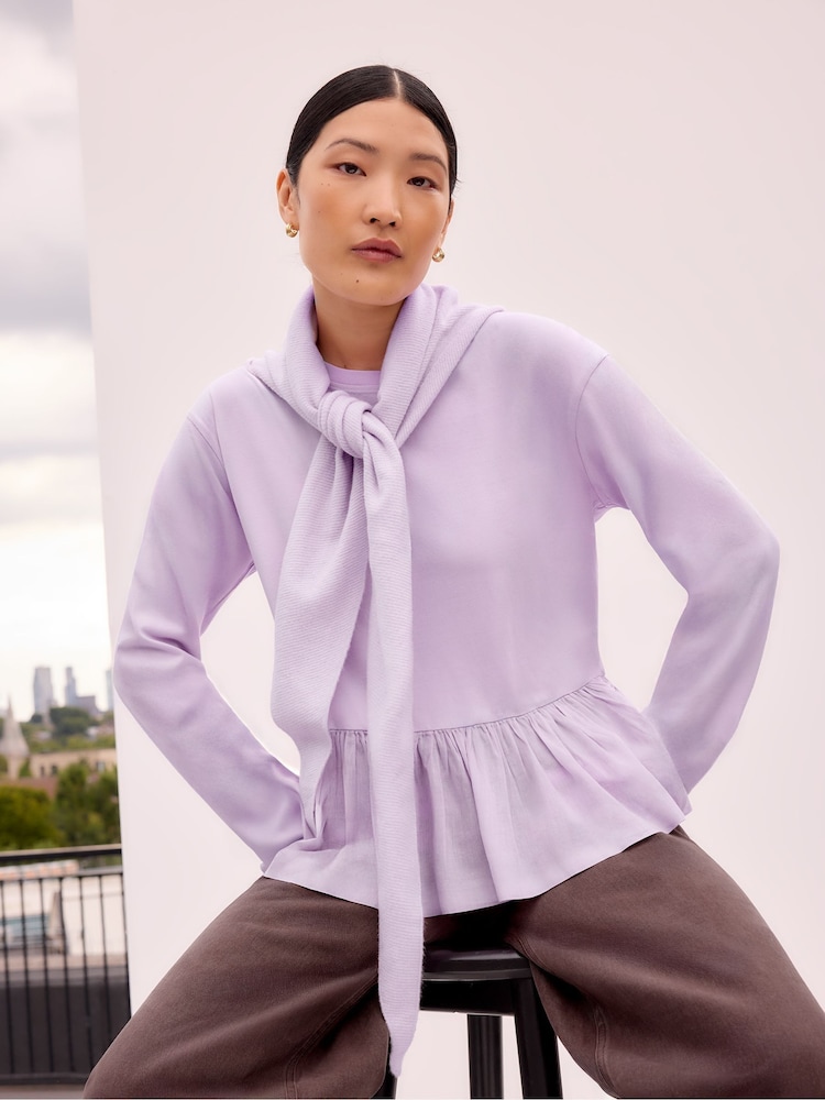Ro&Zo Purple Peplum Long Sleeve T-Shirt - Image 1 of 4