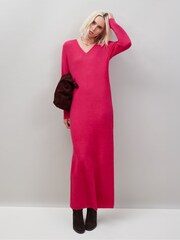 Ro&Zo Pink Petite V-Neck Knit Dress - Image 1 of 2
