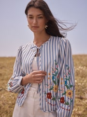 Love & Roses Embroidered Stripe Tie Jacket - Image 1 of 4