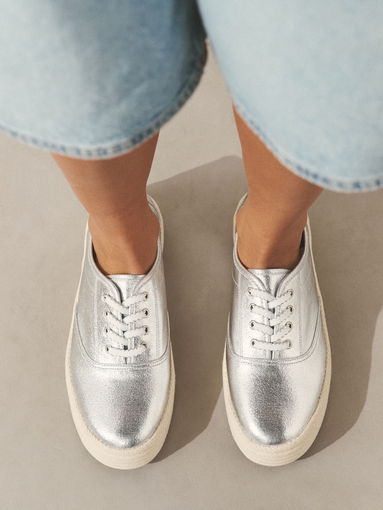 Silver Forever Comfort® Espadrille Lace Up Trainers - Image 2 of 10