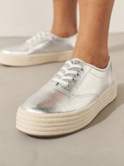 Silver Forever Comfort® Espadrille Lace Up Trainers - Image 3 of 10