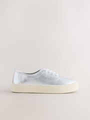 Silver Forever Comfort® Espadrille Lace Up Trainers - Image 8 of 10