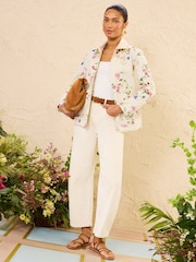 Love & Roses Ecru Floral Denim Barn Jacket - Image 2 of 4