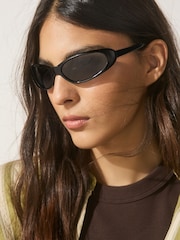 Schwarz - Slim Wrap Around Sunglasses - Bild 4 von 5