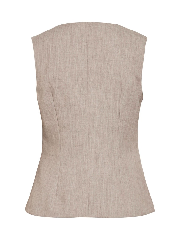 VILA Brown Sleeveless Square Neck Long Vest - Image 2 of 2