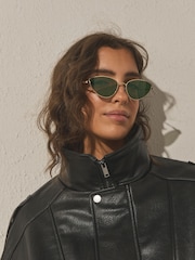 Gold (Metal) Pointed Metal Sunglasses - Image 2 of 5