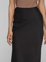 VILA Black Satin High Waisted Midi Skirt - Image 3 of 4
